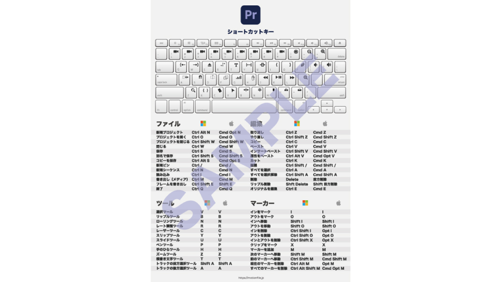 カンペ付き 厳選ショートカットキー 頭より指先で覚えて編集速度を上げよう モーションファイル