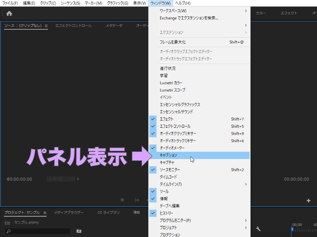 Premierepro 字幕を入れる方法 表示と非表示の切り替えができる字幕を作成したい モーションファイル